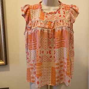 Rose & Olive Orange Pink Patchwork Blouse